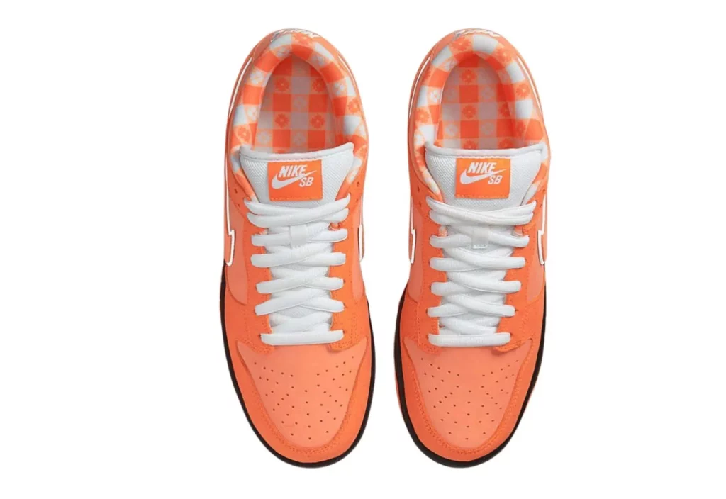 Colaboração Nike SB QS Dunk Low X Concepts Orange Lobster 4 Detalhes parte superior Tênis Nike Sb Dunk Low X Concepts Orange Lobster